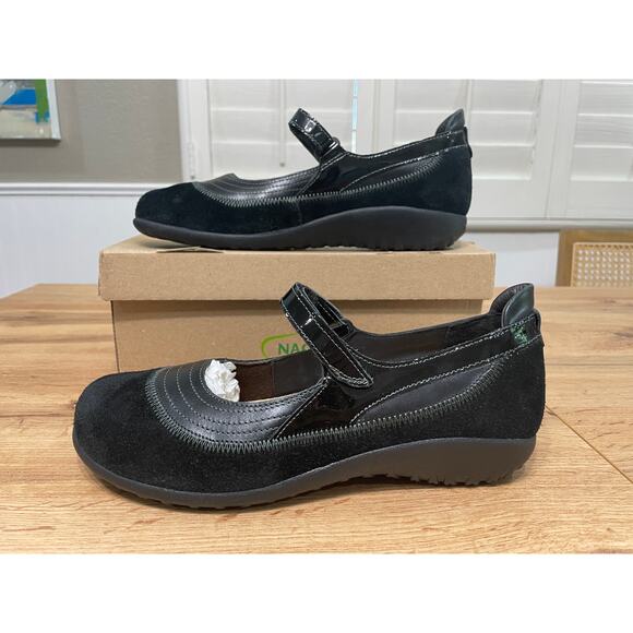 Naot Kirei Mary Jane Black Suede Leather Combo Size 10/11 US 41 EU NIB Versatile - Picture 3 of 14